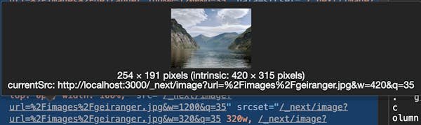 Preview of image in dev tools